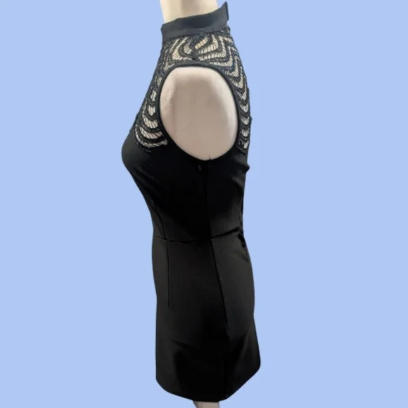 EUC Windsor Black Fitted Mini Dress Mesh Sequin Detail Size Small - Picture 4 of 6